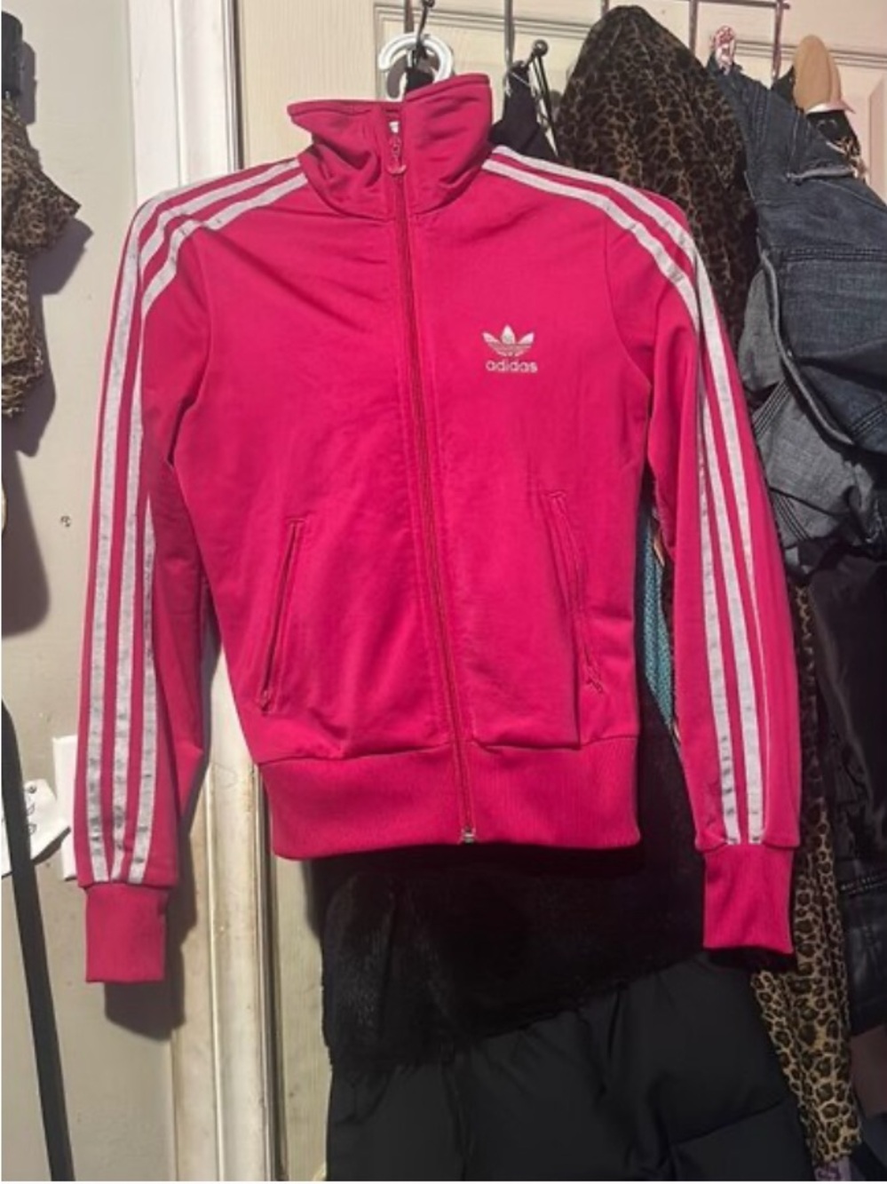 Vintage originals adidas firebird Pink Track Jacket with White Stripes